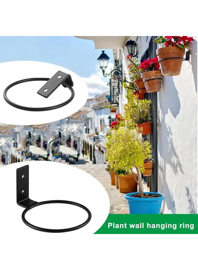6Pcs 5 Inch Matte Black Metal Wall Hanging Flower Pot Holder Rings Set - Image 2